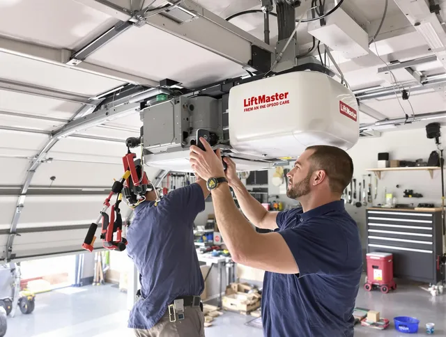 Country Club Garage Door Repair technician performing advanced diagnostics on garage opener in Country Club