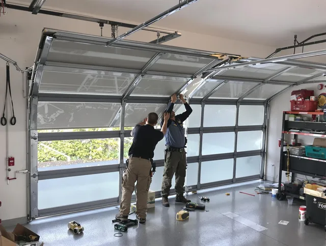 Country Club Garage Door Repair expert performing precise panel replacement on Country Club garage door